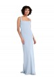 Sem Mangas Decote Quadrado Crepe Esticado Azul Céu Claro Comprimento Chão Vestidos de Madrinha / Vestidos de Festa Mais Barato