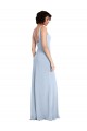 Sem Mangas Decote Quadrado Crepe Esticado Azul Céu Claro Comprimento Chão Vestidos de Madrinha / Vestidos de Festa Mais Barato