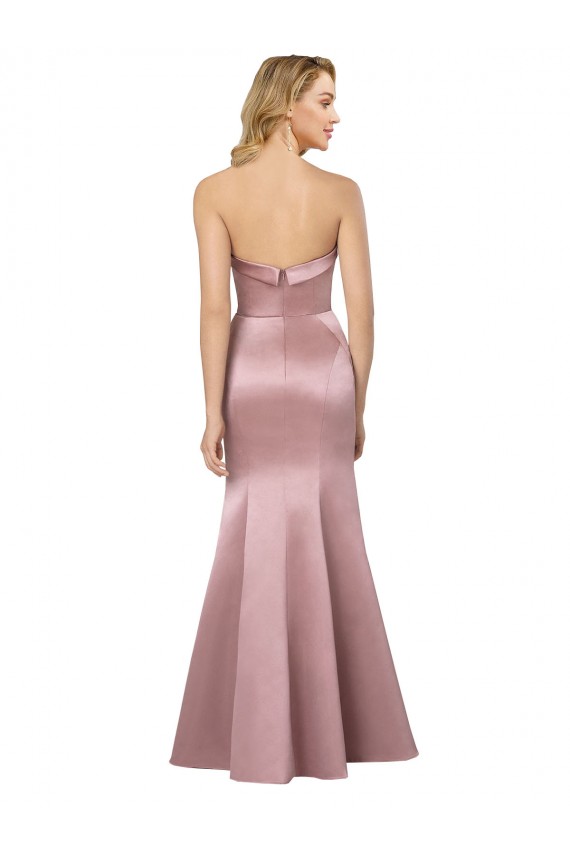 Sem Mangas Sem alças Cetim Azul Céu Claro Comprimento Chão Vestidos de Madrinha / Vestidos de Noite / Vestidos de Festa Mais Barato
