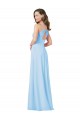 Sem Mangas Decote V Chiffon Azul Céu Claro Comprimento Chão Vestido de Madrinha Mais Barato