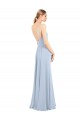 Sem Mangas Decote Quadrado Chiffon Azul Céu Claro Comprimento Chão Vestidos de Festa / Vestidos de Madrinha Mais Barato