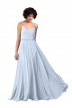 Sem Mangas Decote V Chiffon Azul Céu Claro Comprimento Chão Vestido de Festa / Vestido de Madrinha Mais Barato