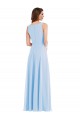 Sem Mangas Decote V Chiffon Azul Céu Claro Comprimento Chão Longo Vestido de Madrinha Mais Barato