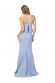 Sem Mangas Sem alças Crepe Esticado Azul Céu Claro Comprimento Chão Vestidos de Madrinha / Vestidos de Noite / Vestidos de Festa Mais Barato