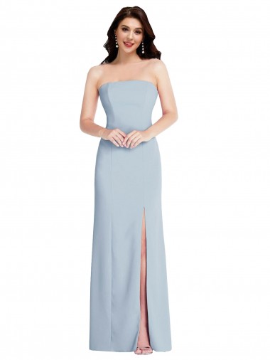 Sem Mangas Sem alças Crepe Esticado Azul Céu Claro Comprimento Chão Longo Vestidos de Madrinha / Vestidos de Noite / Vestidos de Festa Mais Barato