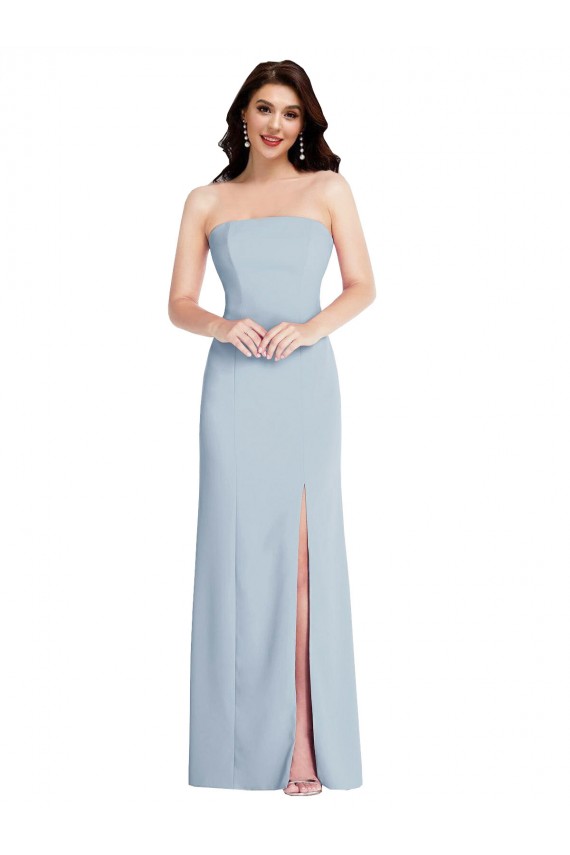 Sem Mangas Sem alças Crepe Esticado Azul Céu Claro Comprimento Chão Longo Vestidos de Madrinha / Vestidos de Noite / Vestidos de Festa Mais Barato