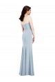 Sem Mangas Sem alças Crepe Esticado Azul Céu Claro Comprimento Chão Vestidos de Madrinha / Vestidos de Festa Mais Barato