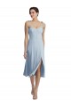 Sem Mangas Amor Crepe Esticado Azul Céu Claro Comprimento Midi Vestidos de Madrinha / Vestidos de Festa / Vestidos de Cocktail / Vestidos de Homecoming Mais Barato
