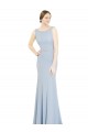 Sem Mangas Decote Alto Chiffon Azul Céu Claro Comprimento Chão Longo Vestidos de Madrinha Mais Barato