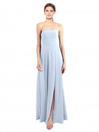 Sem Mangas Sem alças Chiffon Azul Céu Claro Comprimento Chão Longo Vestidos de Madrinha Mais Barato