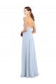 Sem Mangas Sem alças Chiffon Azul Céu Claro Comprimento Chão Longo Vestidos de Madrinha Mais Barato