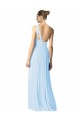 Sem Mangas Um Ombro Chiffon Azul Céu Claro Comprimento Chão Vestidos de Madrinha Mais Barato