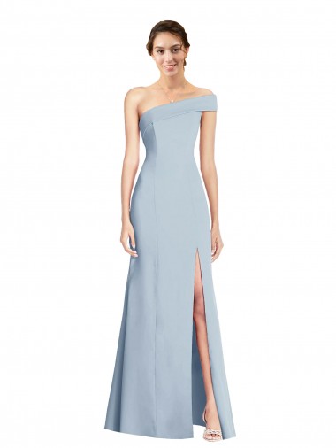 Sem Mangas Fora do Ombro Crepe Esticado Azul Céu Claro Comprimento Chão Vestidos de Madrinha / Vestidos de Noite / Vestidos de Festa Mais Barato