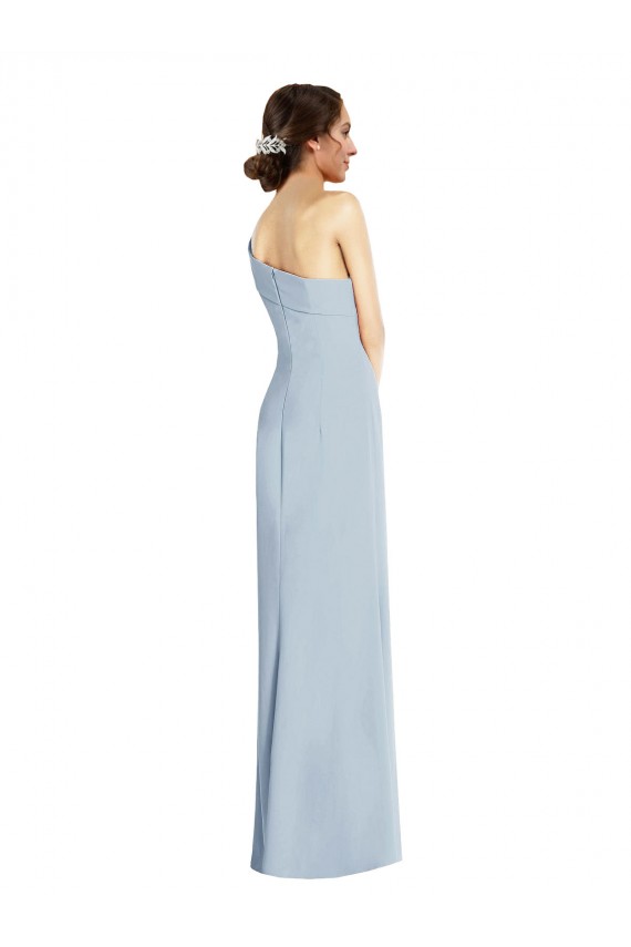 Sem Mangas Fora do Ombro Crepe Esticado Azul Céu Claro Comprimento Chão Vestidos de Madrinha / Vestidos de Noite / Vestidos de Festa Mais Barato