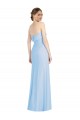 Sem Mangas Sem alças Chiffon Azul Céu Claro Comprimento Chão Vestidos de Madrinha / Vestidos de Noite Mais Barato