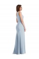 Sem Mangas Um Ombro Crepe Esticado Azul Céu Claro Comprimento Chão Vestidos de Madrinha / Vestidos de Noite / Vestidos de Festa Mais Barato