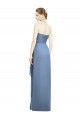 Sem Mangas Sem alças Chiffon Azul Empoeirado Comprimento Chão Vestidos de Madrinha Mais Barato