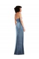 Sem Mangas Sem alças Veludo Elástico Azul Empoeirado Comprimento Chão Vestidos de Madrinha / Vestidos de Noite / Vestidos de Festa Mais Barato