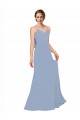 Sem Mangas Amor Chiffon Azul Empoeirado Comprimento Chão Vestidos Formais / Vestidos de Madrinha Mais Barato