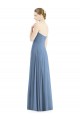 Sem Mangas Amor Chiffon Azul Empoeirado Comprimento Chão Vestido de Madrinha / Vestido de Noite Mais Barato