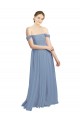Sem Mangas Amor Chiffon Azul Empoeirado Comprimento Chão Vestidos de Madrinha Mais Barato