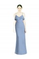 Sem Mangas Decote V Chiffon Azul Empoeirado Comprimento Chão Linha A Longo Vestidos de Madrinha Mais Barato