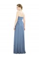 Sem Mangas Sem alças Chiffon Azul Empoeirado Comprimento Chão Longo Vestido Formais / Vestido de Madrinha Mais Barato