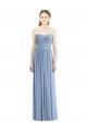 Sem Mangas Sem alças Chiffon Azul Empoeirado Comprimento Chão Vestido Formais / Vestido de Madrinha Mais Barato