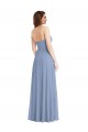 Sem Mangas Sem alças Chiffon Azul Empoeirado Comprimento Chão Vestidos de Noiva / Vestidos de Festa Mais Barato