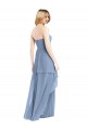 Sem Mangas Sem alças Chiffon Azul Empoeirado Comprimento Chão Vestido de Madrinha / Vestido de Baile Mais Barato