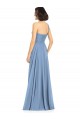 Sem Mangas Um Ombro Chiffon Azul Empoeirado Comprimento Chão Vestidos de Festa / Vestidos de Madrinha Mais Barato