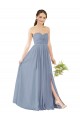 Sem Mangas Amor Chiffon Azul Empoeirado Comprimento Chão Linha A Vestido de Madrinha Mais Barato