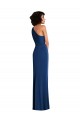 Sem Mangas Um Ombro Spandex Azul Real Comprimento Chão Vestidos de Madrinha / Vestidos de Festa Mais Barato