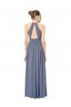 Sem Mangas Cabeçada Chiffon Azul Real Comprimento Chão Vestidos de Madrinha Mais Barato