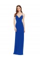 Sem Mangas Decote V Chiffon Azul Real Comprimento Chão Linha A Vestidos de Madrinha Mais Barato