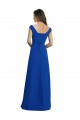 Sem Mangas Decote V Chiffon Azul Real Comprimento Chão Vestido de Madrinha Mais Barato
