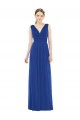 Sem Mangas Decote V Chiffon Azul Real Comprimento Chão Vestidos de Festa Mais Barato