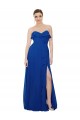Sem Mangas Sem alças Chiffon Azul Real Comprimento Chão Vestidos de Festa / Vestidos de Madrinha Mais Barato