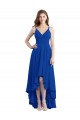 Sem Mangas Alças finas Chiffon Azul Real Alto Baixo Alto Baixo, Vestidos de Madrinha Mais Barato
