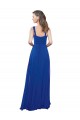 Sem Mangas Decote Quadrado Chiffon Azul Real Comprimento Chão Vestidos de Madrinha Mais Barato