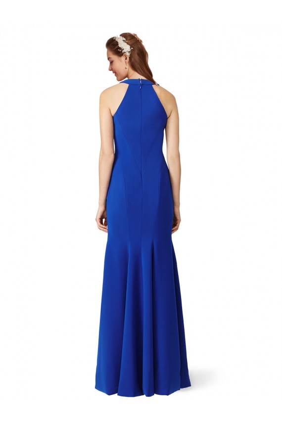 Sem Mangas Decote V Crepe Esticado Azul Real Comprimento Chão Vestidos de Madrinha / Vestidos de Noite / Vestidos de Festa Mais Barato