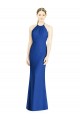 Sem Mangas Decote Alto Chiffon Azul Real Comprimento Chão Longo Vestidos de Madrinha Mais Barato