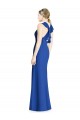 Sem Mangas Decote Alto Chiffon Azul Real Comprimento Chão Longo Vestidos de Madrinha Mais Barato
