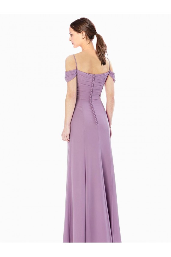 Sem Mangas Decote Alto Chiffon Comprimento Chão Longo Vestidos de Madrinha Mais Barato
