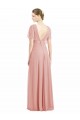 Mangas Curtas Decote V Chiffon Bliss Comprimento Chão Vestidos de Madrinha Mais Barato