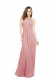 Sem Mangas Cabeçada Chiffon Bliss Comprimento Chão Vestidos de Madrinha Mais Barato