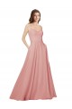 Sem Mangas Sem alças Chiffon Bliss Comprimento Chão Vestidos de Madrinha Mais Barato
