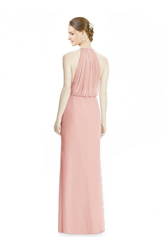 Sem Mangas Cabeçada Chiffon Bliss Comprimento Chão Longo Vestidos de Madrinha Mais Barato