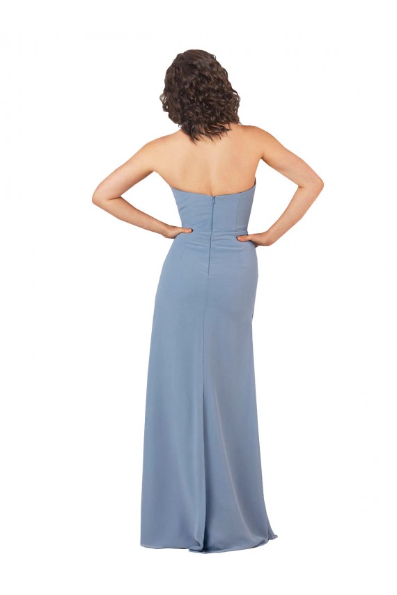 Sem Mangas Sem alças Chiffon Borgonha Comprimento Chão Vestidos de Madrinha Mais Barato
