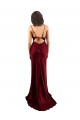 Sem Mangas Decote Capuz Cetim Sedoso Borgonha Comprimento Chão Vestido de Madrinha / Vestido de Noite / Vestido de Festa Mais Barato